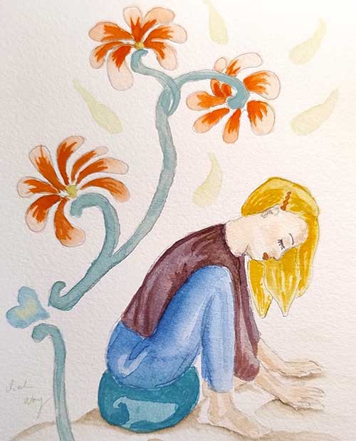 Yin Yoga Pose Aquarell